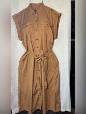 rag & bone Brown Utility Button-Front Midi Dress